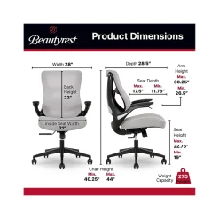 Office Chairs*Beautyrest ErgoMax Ergonomic Mesh/Fabric Swivel Task Chair, (60078-Gry) Gray