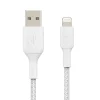 Belkin BOOST CHARGE Braided Lightning to USB-A Cable, 3.3 ft., White (CAA002BT1MWH)