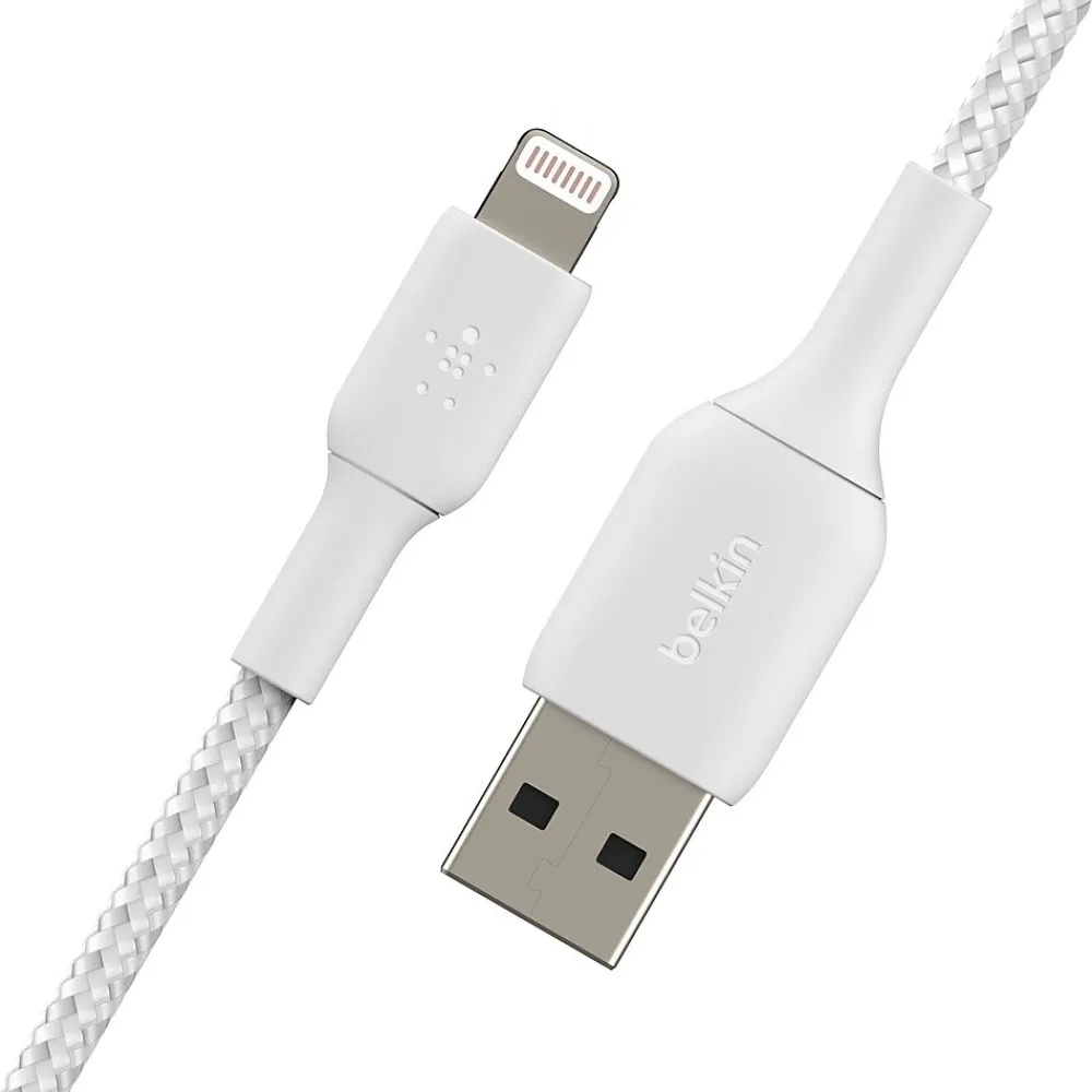 Belkin BOOST CHARGE Braided Lightning to USB-A Cable, 3.3 ft., White (CAA002BT1MWH)