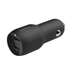 BOOST CHARGE Dual USB-A Car Charger 24 W + USB-A to Micro-USB Cable, Black<Belkin Sale