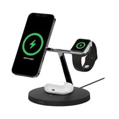 BOOST CHARGE PRO 3-in-1 Wireless Charger with MagSafe for iPhone 12, Black (WIZ009ttBK)<Belkin New