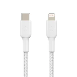 Belkin 3.3-ft BOOST CHARGE Braided USB-C to Lightning Cable for iPad/iPhone/iPod (M/M), White (CAA004bt1MWH)