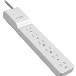 Belkin Home Series 6-Outlet Surge Suppressor, 720 Joules, 4' Cord, White (BLKBE10600004)