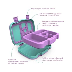 bentgo Kids Prints Mermaid Scales Lunch Box, Teal/Purple (BGKDPT-MMD)