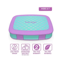 bentgo Kids Prints Mermaid Scales Lunch Box, Teal/Purple (BGKDPT-MMD)