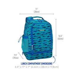 Kids Prints Sharks Backpack with Lunch Box, Blue (BGBKPAK-SHK)<bentgo Outlet