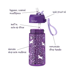 bentgo Kids Unicorn Plastic Water Bottle, 15 oz. (BGKDCP1-UNI)