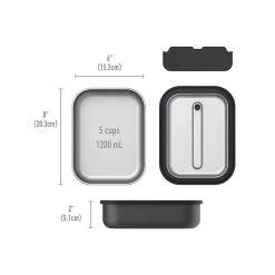 bentgo MicroSteel Lunch Box, Carbon Black, 41 oz. (BGSTLCH-CB)