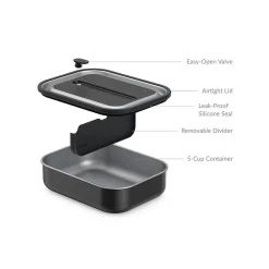 bentgo MicroSteel Lunch Box, Carbon Black, 41 oz. (BGSTLCH-CB)