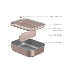 bentgo MicroSteel Lunch Box, Rose Gold, 41 oz. (BGSTLCH-RG)