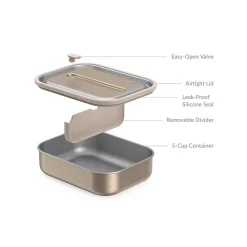 bentgo MicroSteel Lunch Box, Gold, 41 oz. (BGSTLCH-GD)