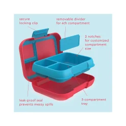 bentgo Pop Lunch Box, Flame Red/Turquoise (BGOPOP-FL)