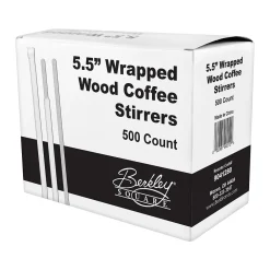 BERK Individually Wrapped Wooden Stirrer, 500/Box (9041280)