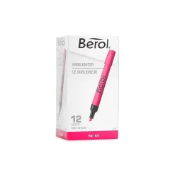Highlighters|Berol 4009 Stick Highlighters, Chisel Tip, Pink, Dozen (64327)