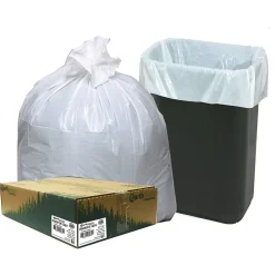 Earthsense 13 Gallon Trash Bag, 24" x 33", Low Density, 0.85 mil, White, 150 Bags/Box (RNW1K150V-43228)<Berry Global Discount