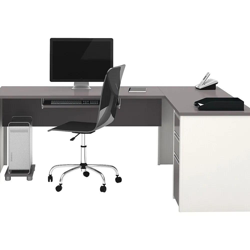 L-Desks*bestar Connexion 71" L-Shaped Desk, Slate/Sandstone (93880-59)