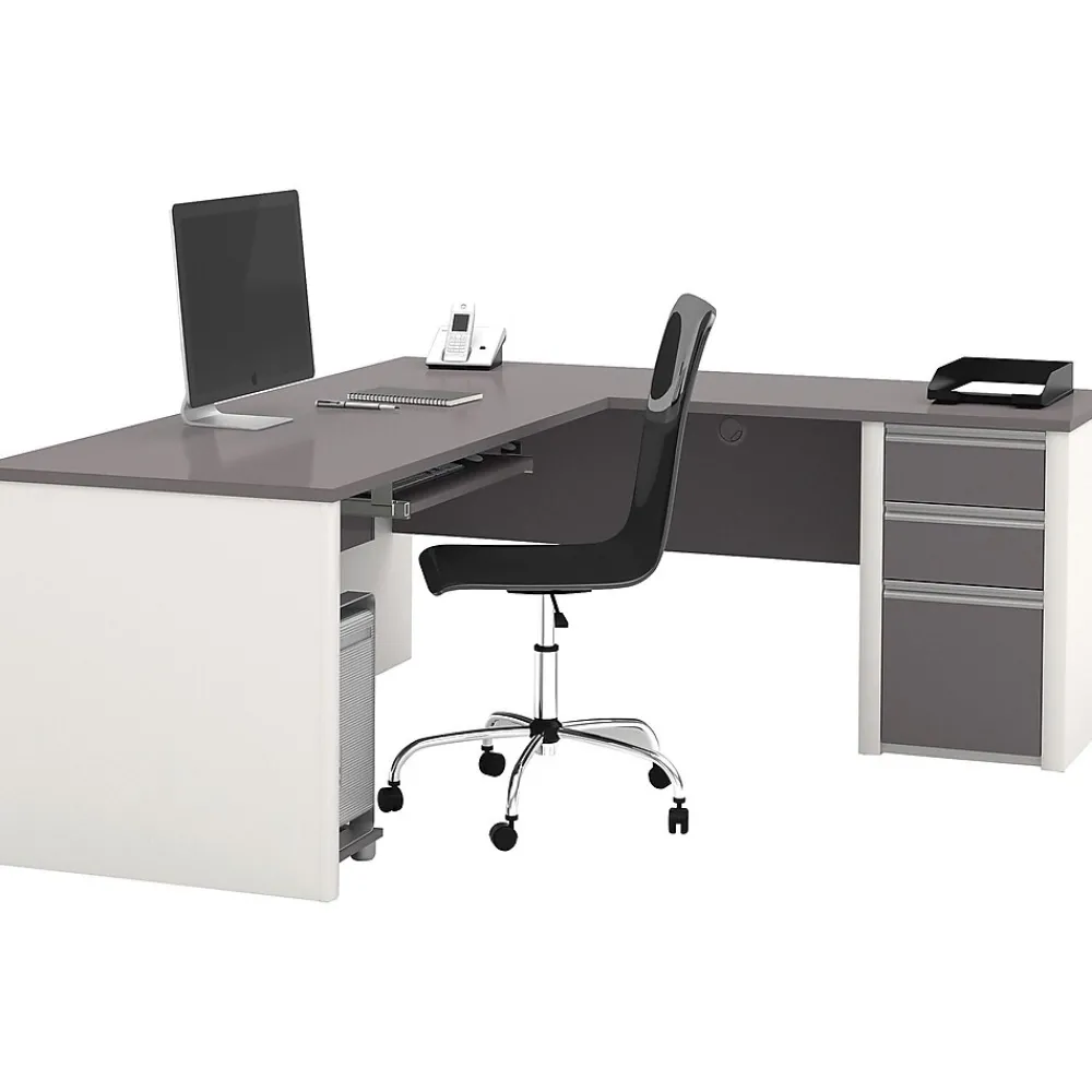 L-Desks*bestar Connexion 71" L-Shaped Desk, Slate/Sandstone (93880-59)