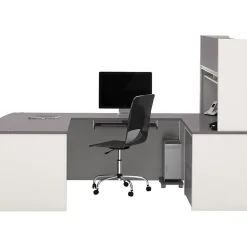 Office Desks*bestar Connexion Collection 71" U-Shaped Desk with Oversize Pedestal and Hutch, Sandstone/Slate (93863-59)