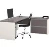 L-Desks*bestar Connexion Collection 71"W L-Shaped Desk with Oversize Pedestal, Sandstone and Slate (93862-59)