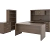 Office Desks*bestar Logan 66" U-Shaped Executive Desk with Hutch, Lateral File Cabinet, and Bookcase, Antigua (46851-52)