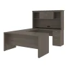 Computer Desks*bestar Logan 66"W U or L-Shaped Executive Office Desk with Pedestal and Hutch, Bark Grey (46410-47)