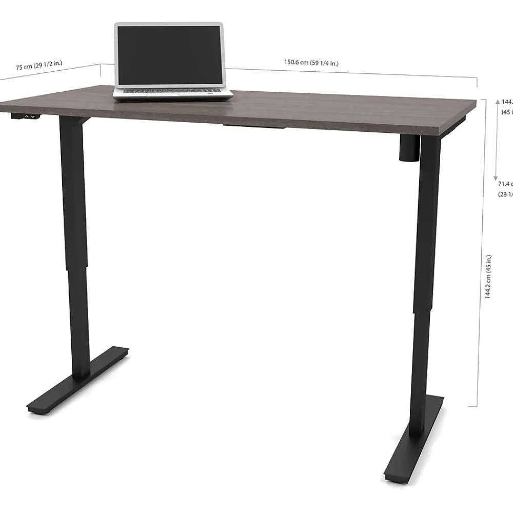 Standing Desks*bestar Pro-Linea 30" x 60" Electric Height-Adjustable Table, Bark Grey (65867-47)