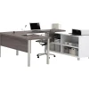 Computer Desks*bestar Pro-Linea U-Desk, White/Bark Grey (120881-47)