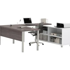 Computer Desks*bestar Pro-Linea U-Desk, White/Bark Grey (120881-47)