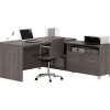 L-Desks*bestar Pro-Linea 71"W L-Desk, Bark Grey (120863-47)