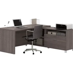 L-Desks*bestar Pro-Linea 71"W L-Desk, Bark Grey (120863-47)