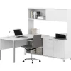 L-Desks*bestar Pro-Linea 71"W L-Desk with Hutch, White (120864-17)