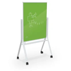 Dry Erase*Best-Rite Visionary Curve Colored Glass Whiteboard Easel White Frame Green Glass 47.24"H x 35.43"H Surface (74957-Green)