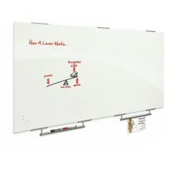 Dry Erase*Best-Rite Visionary Magnetic Glass Dry Erase Whiteboard with Exo Tray System, 47.24" x 94.49", White (83846-2X576)