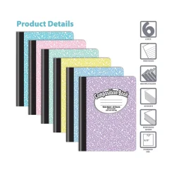 Composition Notebooks|Better Office Composition Notebooks, 7.5" x 9.75", Wide Ruled, 80 Sheets, 6/Pack (25266-6PK)