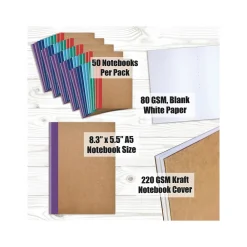 Composition Notebooks|Better Office Composition Notebooks, 5.5" x 8.3", 30 Sheets, Assorted Colors, 50/Pack (25032-50PK)