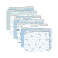 File Folders|Better Office Floral & Paisley Heavy-Duty File Folders, 1/3-Cut Tab, Letter Size, Paper Stock, 18/Pack (80032-18PK0)