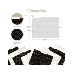 File Folders|Better Office Geometric Gold Foil Heavyweight File Folders, 1/3-Cut Tab, Letter Size, Assorted Colors, 24/Pack (80021-24PK)