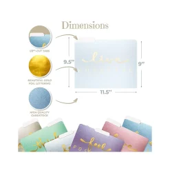 File Folders|Better Office Gold Foil Positive Thoughts Heavyweight File Folders, 1/3-Cut Tab, Letter Size, Assorted Colors, 12/Pack