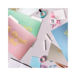 File Folders|Better Office Gold Foil Popular Sayings Heavyweight File Folders, 1/3-Cut Tab, Letter Size, Assorted Colors, 12/Pack