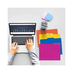 File Folders|Better Office Heavy-Duty File Folders, 1/3-Cut Tab, Letter Size, Polypropylene, Neon Assorted Colors, 12/Pack (89021-12PK)