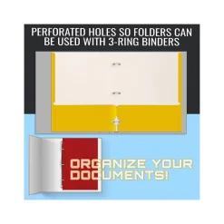 Pocket Folders|Better Office 3-Hole Punched 2-Pocket Portfolio Folders, Assorted Colors, 100/Pack (80100-100PK)