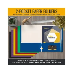 Pocket Folders|Better Office 3-Hole Punched 2-Pocket Portfolio Folders, Assorted Colors, 100/Pack (80100-100PK)