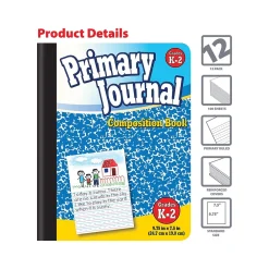 Composition Notebooks|Better Office Primary Journal Composition Notebooks, 7.5" x 9.75", Primary, 100 Sheets, Blue, 12/Pack (25412-12PK)