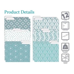 File Folders|Better Office Soft Hue Floral Heavyweight File Folders, 1/3-Cut Tab, Letter Size, Assorted Colors, 12/Pack (80017-12PK)