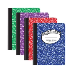 Composition Notebooks|Better Office 1-Subject Composition Notebooks, 7.5" x 9.75", Wide Ruled, 100 Sheets, Assorted Colors, 4/Pack (25204-4PK)