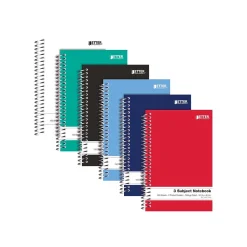 Subject Notebooks|Better Office 3-Subject Notebooks, 5.5" x 9.5", College Ruled, 150 Sheets, 6/Pack (25746-6PK)