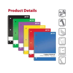 Subject Notebooks|Better Office 1-Subject Notebooks, 8" x 10.5", College Ruled, 70 Sheets, 24/Pack (25724-24PK)