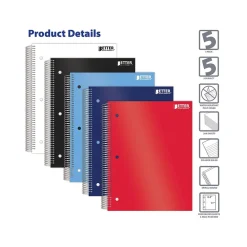 Subject Notebooks|Better Office 5-Subject Subject Notebooks, 8.5" x 11", College Ruled, 200 Sheets, 5/Pack (25785-5PK)