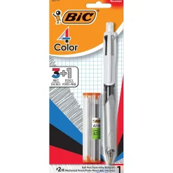 Pencils|BIC 4 Color Retractable 3+1 Ballpoint Pen and Mechanical Pencil, Medium Point (MMLP1AST)