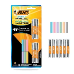Pencils|BIC Break Resistant Mechanical Pencil Lead and Eraser Refills, 12/Pack (LMV7PR42-AST)